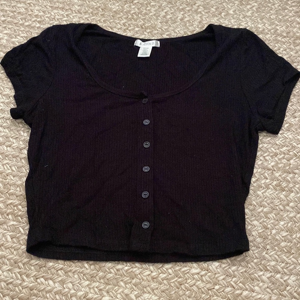 little black button down top